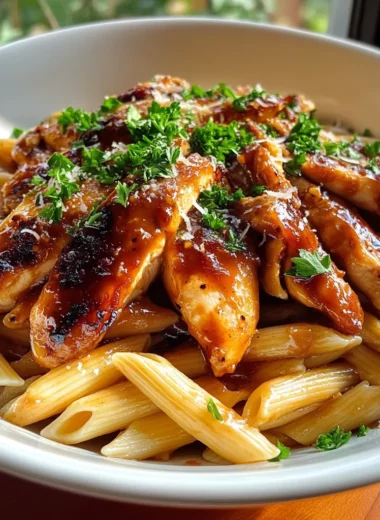 Sticky Sweet Honey Smoky BBQ Chicken Pasta